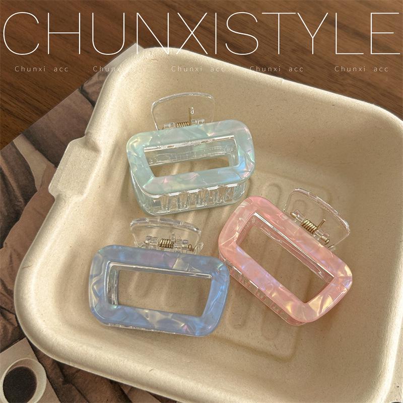 Dazzling Medium Mermaid Shell Square Hair Clip for Updos