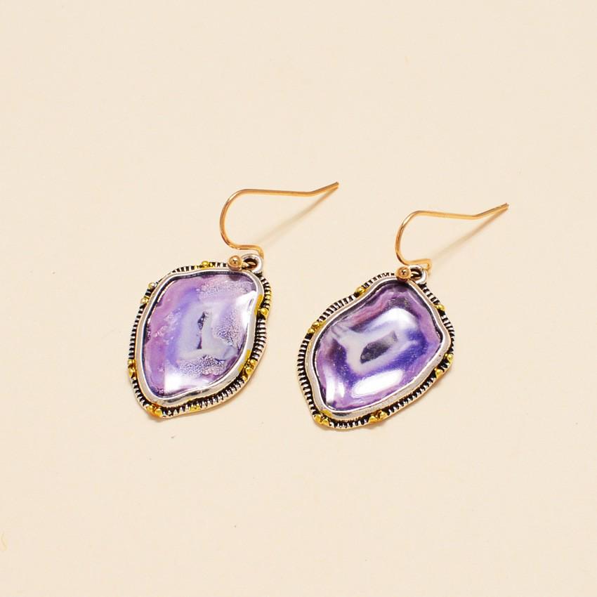 Vintage Amethyst Two-Tone Pendant Earrings