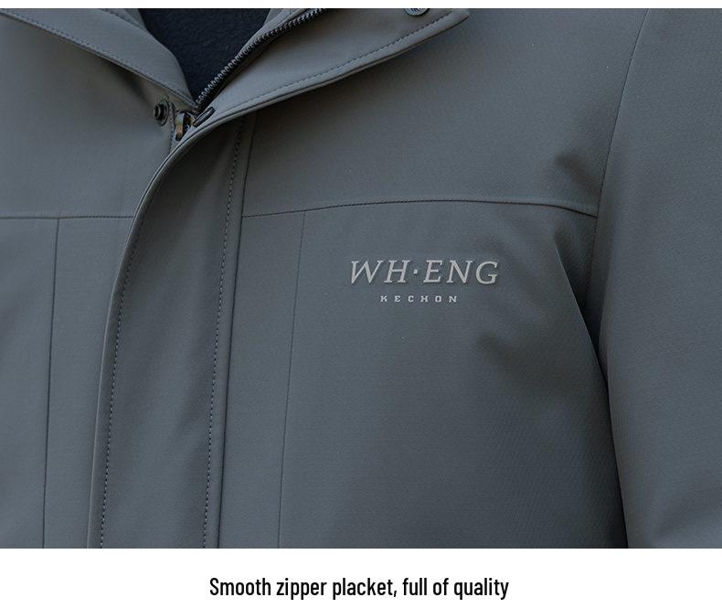 Men's 2025 Winter Removable Liner Down Jacket: Thick Warm White Duck Down Business Casual Coat