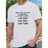 Trendiges Rundhals-Kurzarm-T-Shirt für Herren, Komfort und modische Passform, Stilvolles Sommer-Top mit „Meine Frau Meine Kinder Meine Waffen“ Buchstabendruck für den täglichen Gebrauch