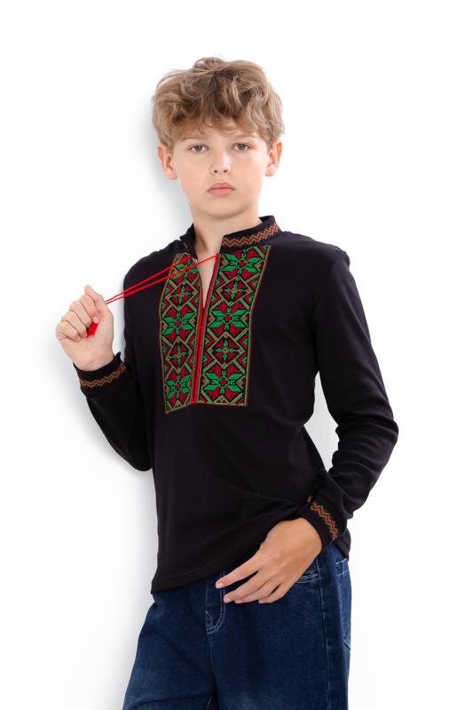 

Класична вишивана сорочка для хлопчика – Довгий рукав та традиційні геометричні візерунки, На будь-який сезон, 6128-015-22 HC 134 темні moss зелений колір