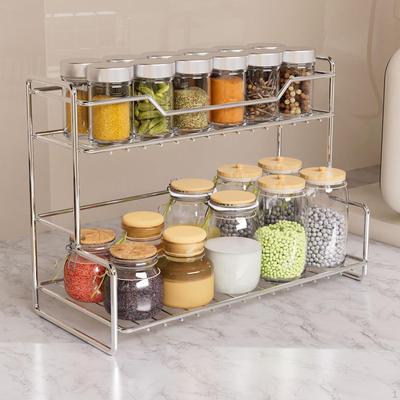 Ripiano da Cucina da Banco Organizer da Piano di Lavoro Acciaio Inossidabile 2 Ripiani Porta Spezie Portaoggetti da Bagno