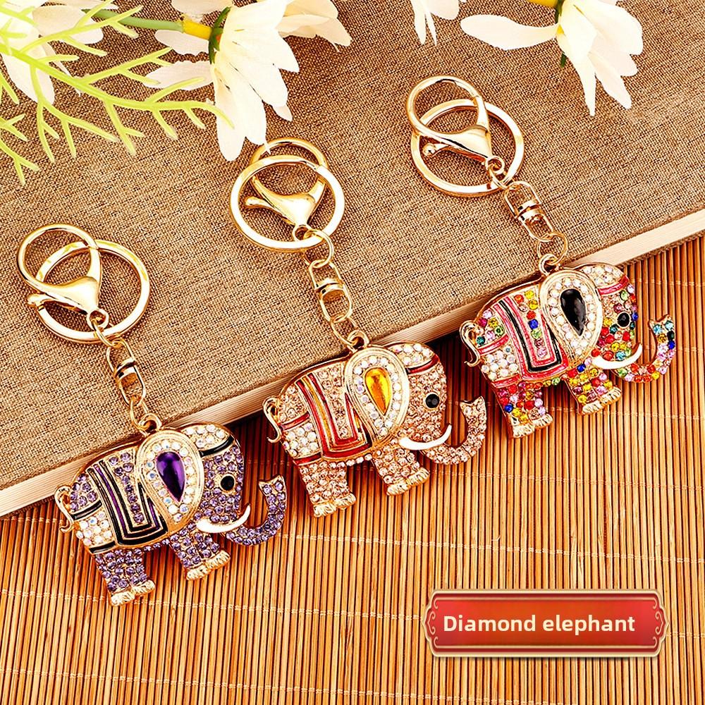 Elephant Keychain, Metal Women's Handbag Pendant, Keychain Ring, Creative Little Elephant Ornament