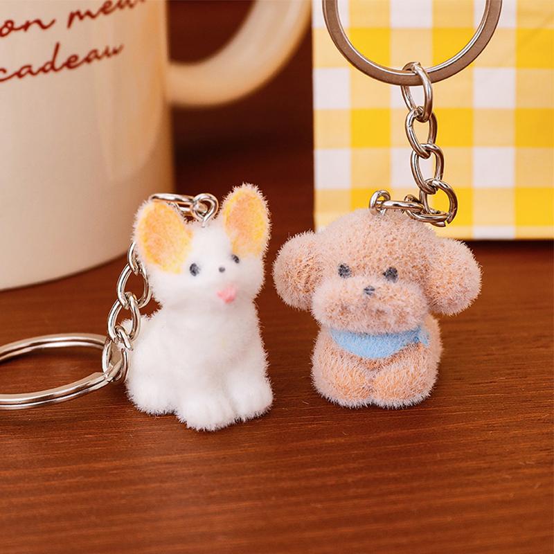 1PC Plush Playful Cartoon Soft Dog Durable Keychain Cute Pendant Exquisite Plush Gift 8.2*2.8cm