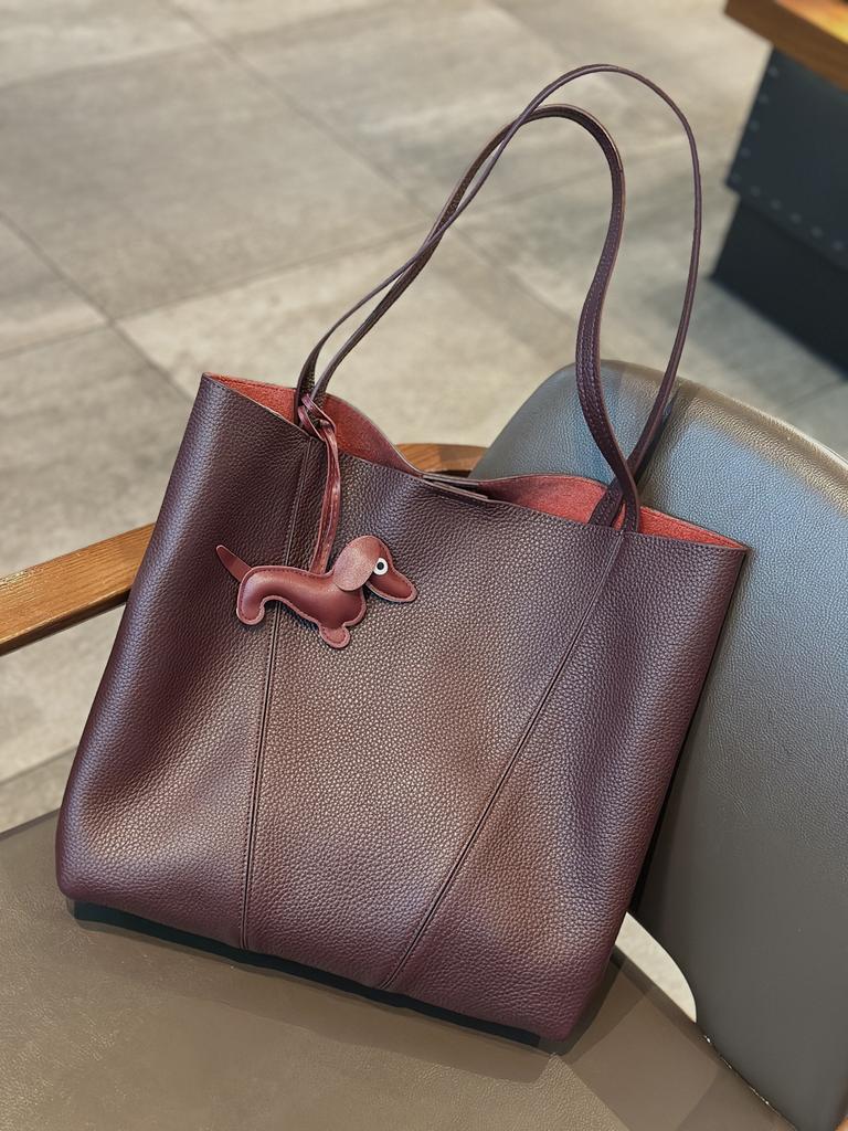 Tote Bag, Lazy Shopping Bag, Large-capacity Single-shoulder Casual Genuine Leather Bag