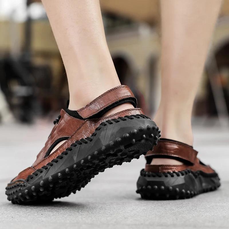 Men Sandals Genuine Leather Outdoor Summer Mens Causal Shoes Beach Sandals Man Fashion Casual Sneakers for Men