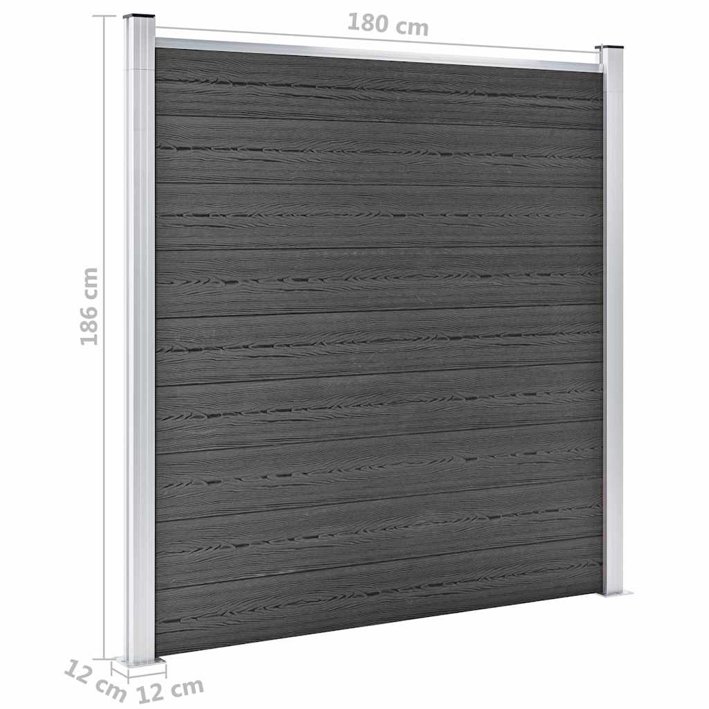 Fence Element Set WPC 353x186 Cm Black