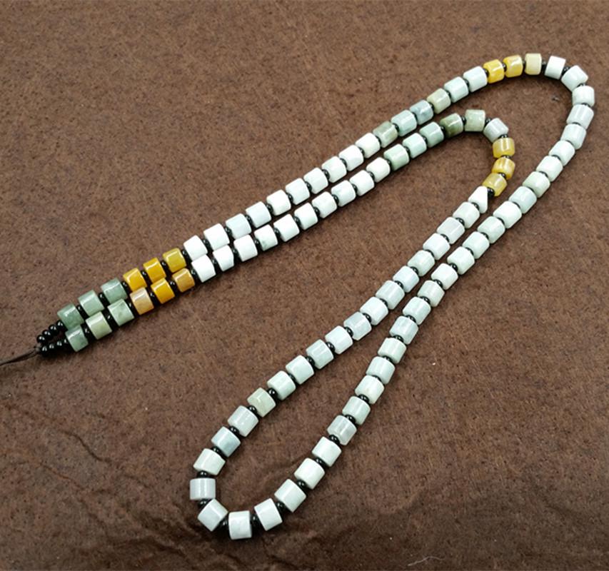 A-Grade Jade Barrel Beads Necklace with Braided Cord Total length approx. 61 cm