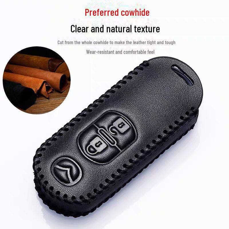 Mazda Genuine Leather Key Cover for Mazda 3, CX-4, CX-5, and Atez Cars.