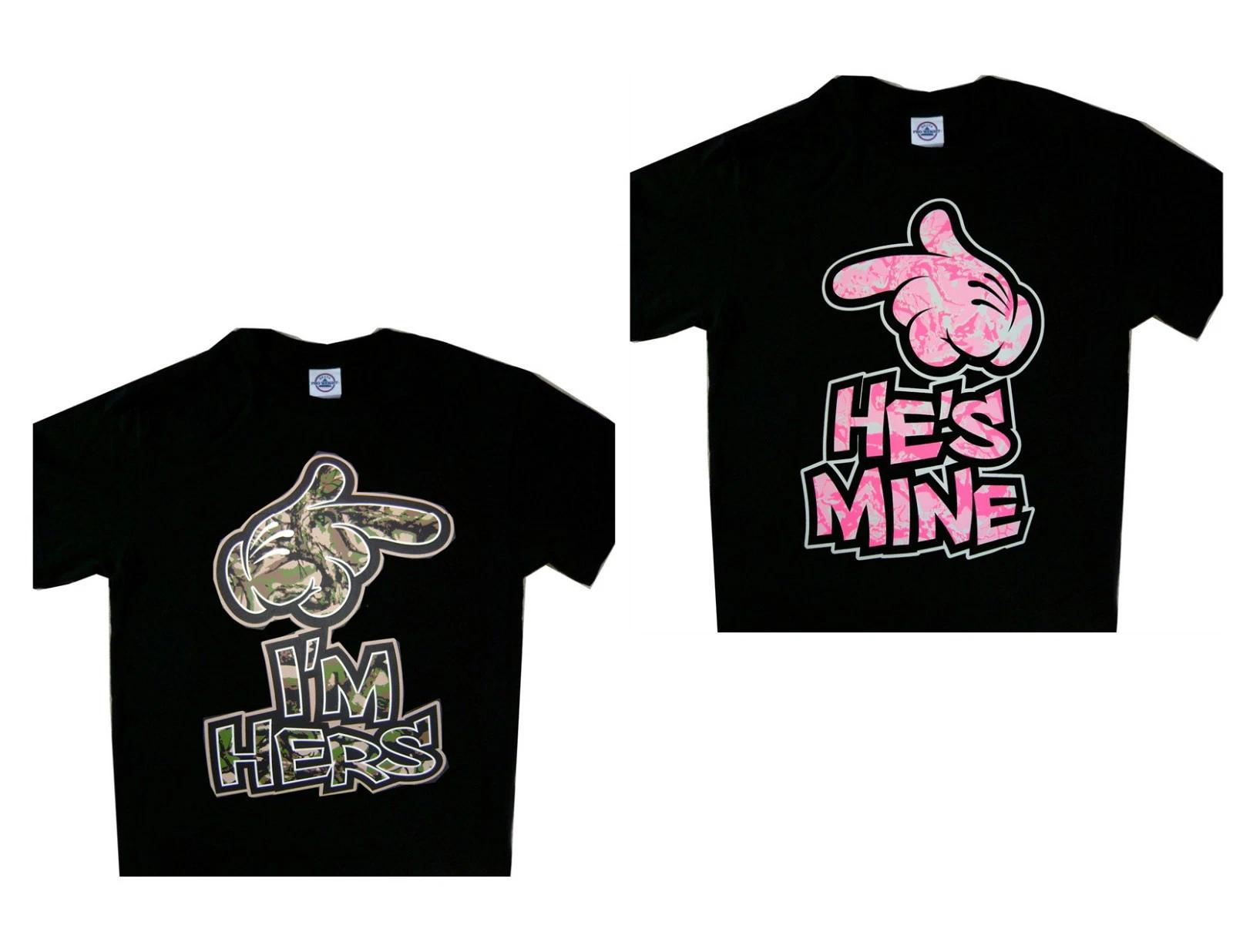 I m Hers / He s Mine Camo Arrows Cool Couple Tee Set of 2 S