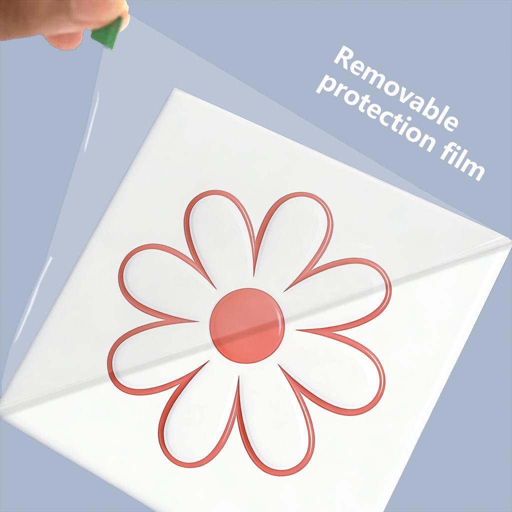 10Pcs Shiny Crystal Gloss Surface Little Daisy Tile Stickers Waterproof Peel and Stick Wall Decals Protective Film Kitchen Backsplash Bathroom