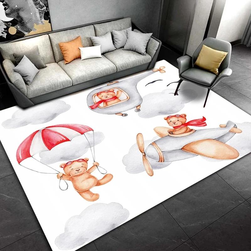 Tappeto Orso Cartone Animato per Soggiorno Decorazione Casa Tappeto da Area Tappetino per Camera da Letto Bambini Ragazze Tappetini Antiscivolo per Pavimento Soggiorno Zerbino Bagno
