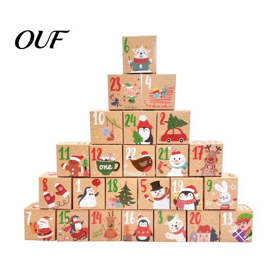 DIY Holiday Gift Packaging 24 Pcs Christmas Advent Calendar Boxes, Days Countdown Box, Party Favor Containers Empty Cardboard Number Box To