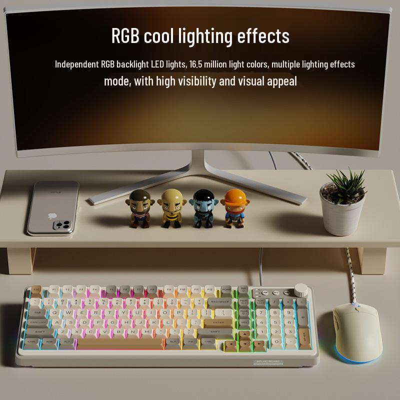 Women's Wireless Bluetooth Mechanical Keyboard & Mouse Set with Brown Switch Feel for Office and Gaming