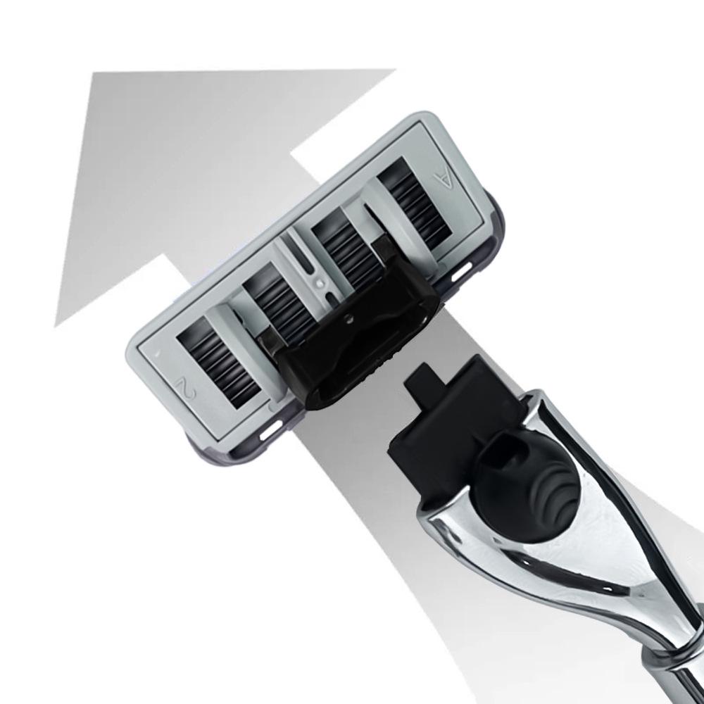 Universal Metal Handle Razor with Replaceable Three-Layer Head and 6-Layer Curved Blades