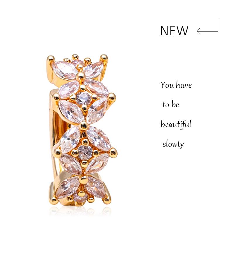 18K Gold-Plated Exquisite Wheat Hoop Earrings with Zirconia Leaves for Women