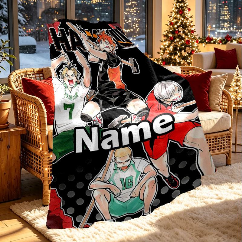 Individuelle Namenspersonalisierte Haikyu Druckdecke, Heimdekoration, Schlafzimmer, Sofa, Camping, Couch, Geschenke für Geburtstag Weihnachten