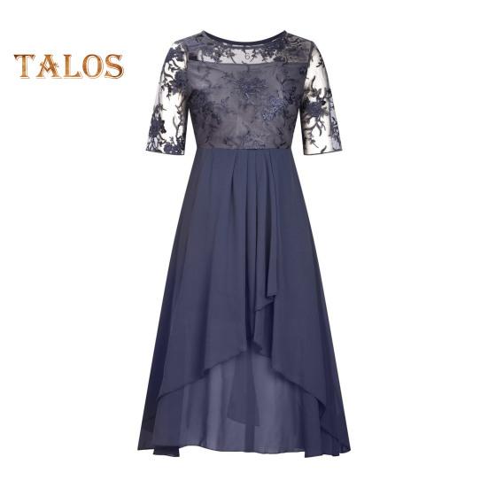 

Женское платье миди с цветочным кружевом, летнее шифоновое платье-халат с круглым вырезом, длинное коктейльное вечернее платье для гостей на свадьбе, подружек невесты XXXL фиолетовый