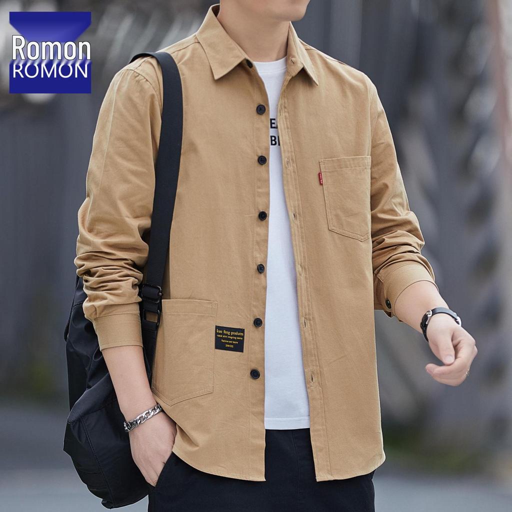 Men's Loose-Fit Non-Iron Cotton Shirt - Long Sleeve Casual Workwear for Spring & Autumn