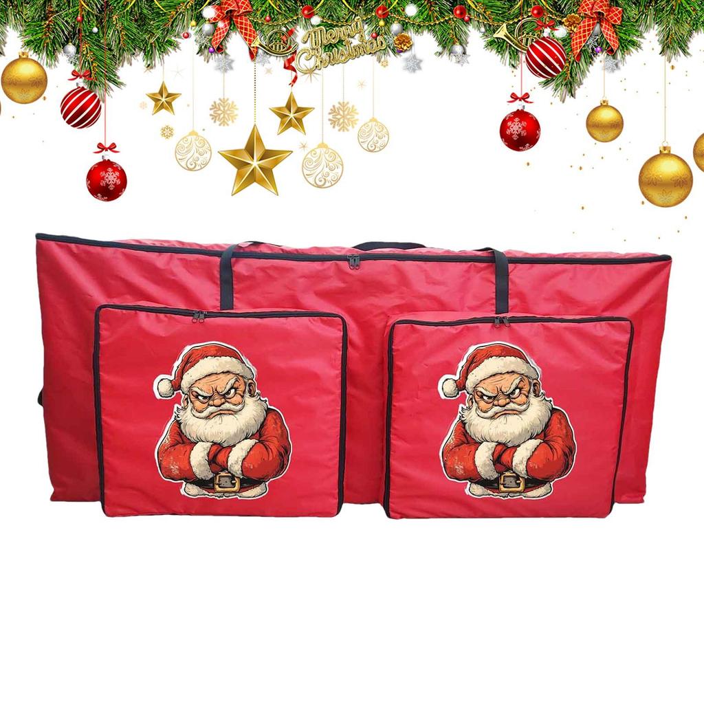 Christmas Tree Storage Bag Zippered Organizer With 2 Front Pockets Waterproof Oxford Cloth Dustproof Garland Organizer Pouch