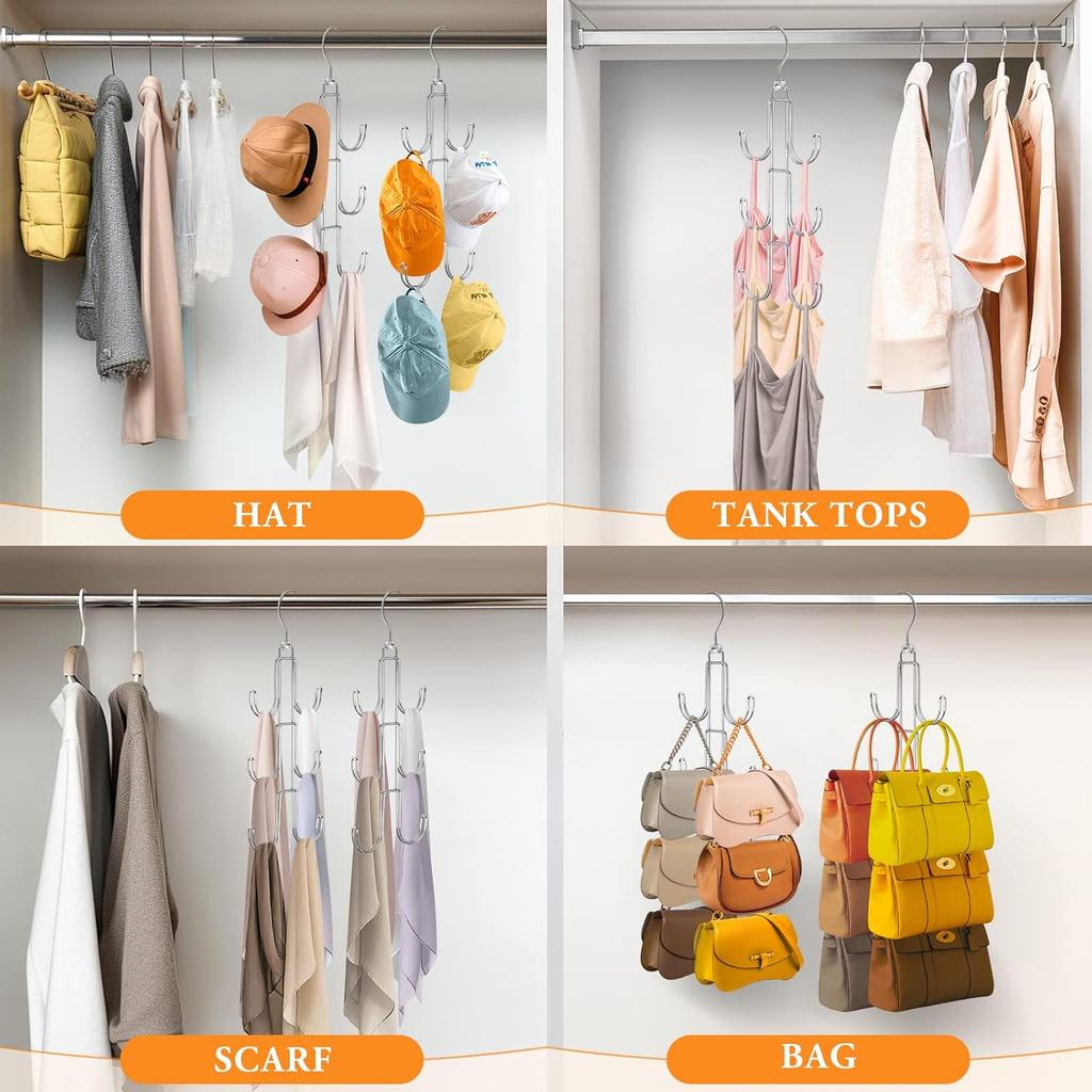 Purses Hanger Organizer for Closet, Myfolrena Metal Purse Holder for Closet Space Saving Bag Storage Hook for Hanging Handbags,