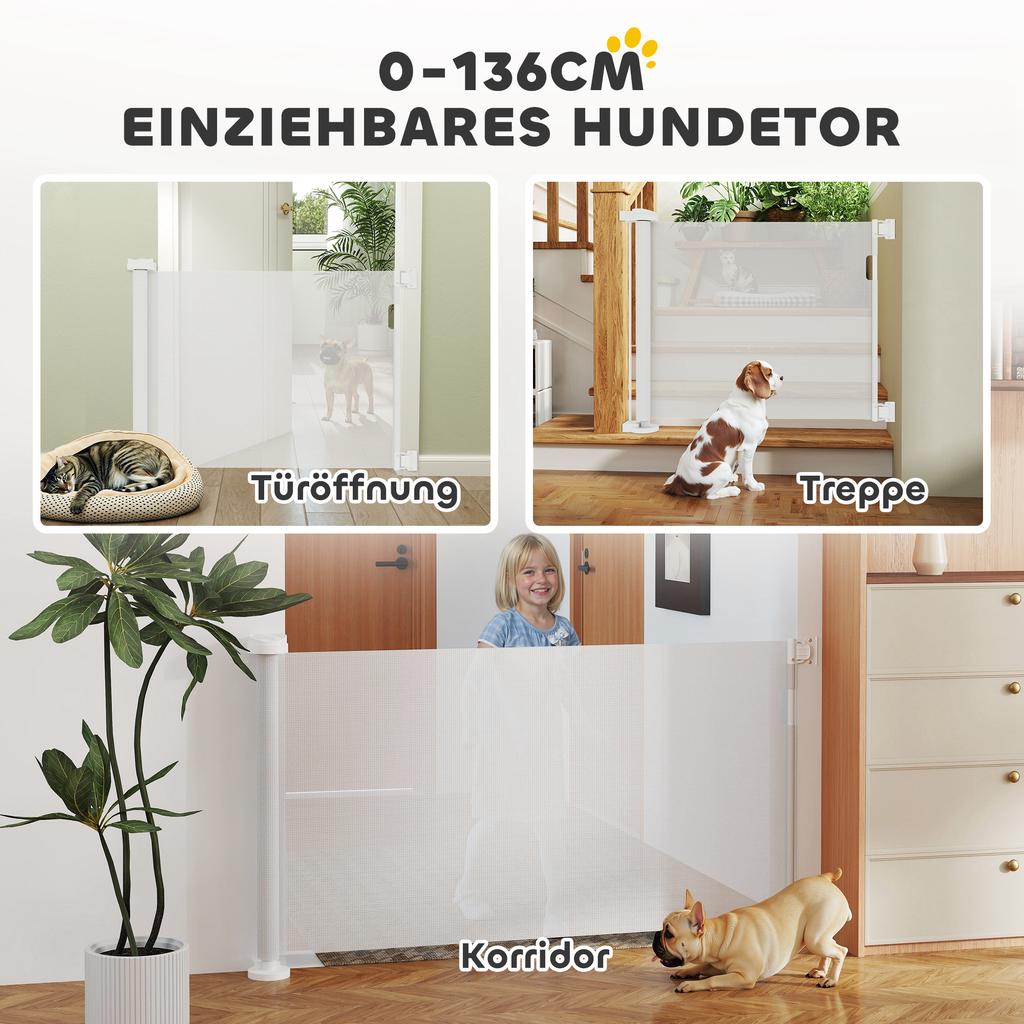 Stair Safety Gate Extendable 0-136cm 87 Cm High Door Safety Gate for Pets 142 X 10 X 87 Cm White