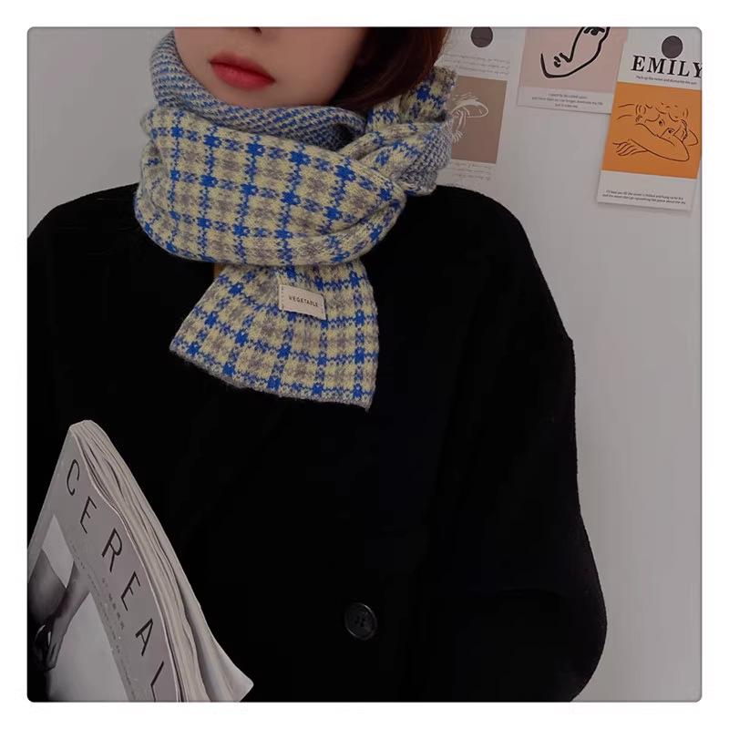 Écharpe d'hiver à carreaux pour femme - Épaisse, chaude, chauffe-cou d'extérieur pour Noël et le Nouvel An