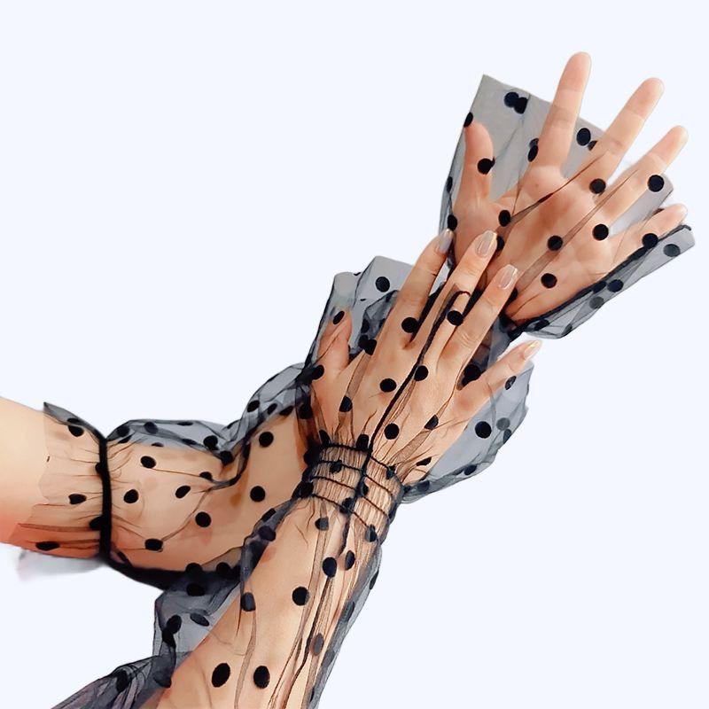 Sexy Mesh Long Sleeves Stage Performance Decoration Arm Sleeves Summer Outdoor Breathable Travel Sun Protection Tulle Gloves