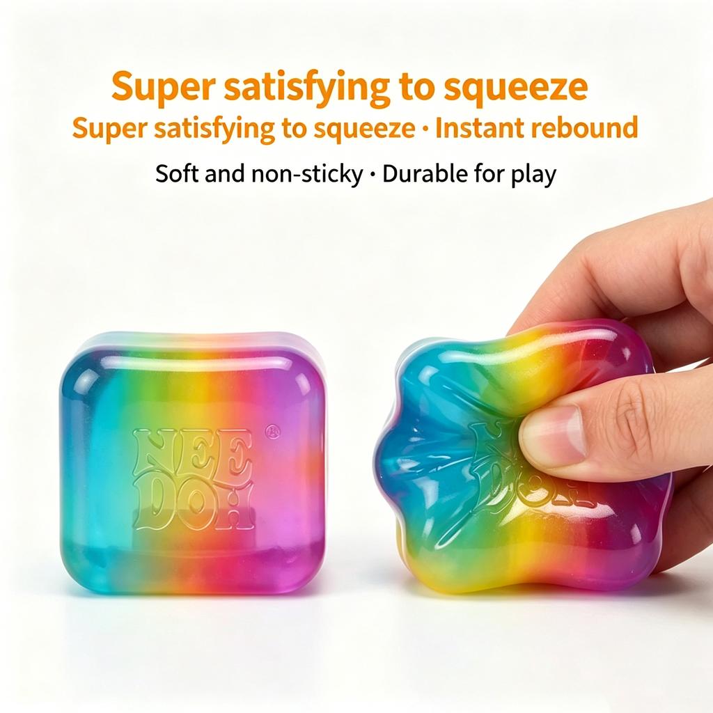 Schylling Nee Doh Cubo Arcobaleno Morbido Squishy Giocattolo Fidget Punta delle Dita Sollievo dallo Stress Sorpresa Scatola Cieca Sensoriale Rilassante Regalo