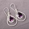 Amethyst Edelstein Schmuck, 925 Massiv Sterlingsilber Ohrringe, Handgefertigte Wunderschöne Silberohrringe für Thanksgiving Geschenk