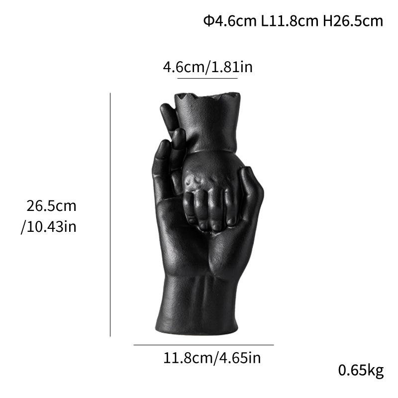 Nordische Kreative Große Hand Kleine Hand Keramikvase Leichter Luxus High-End Dekoratives Blumenarrangement Romantisches Kunstornament