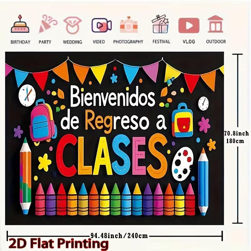 Bienvenidos De Regreso A Clases Backdrop, Spanish Back to School Banner