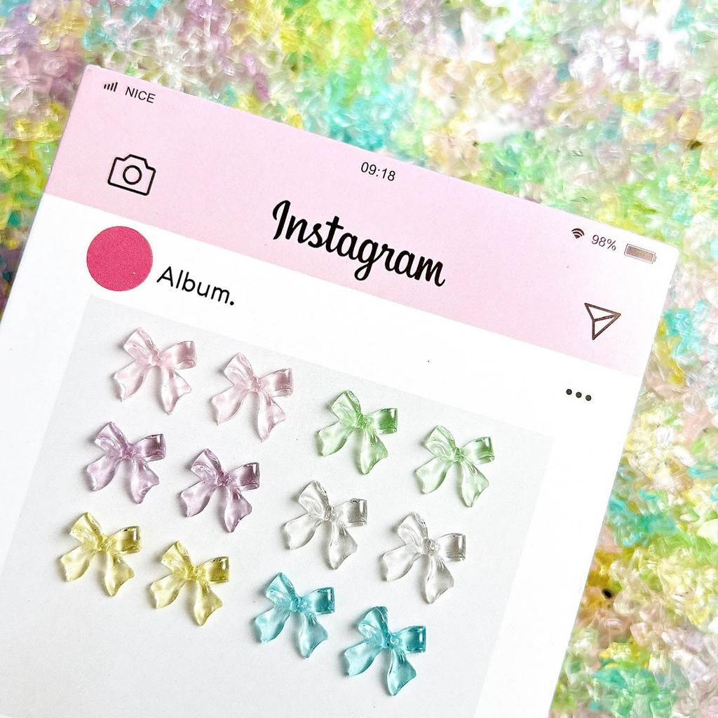 Jelly Color Ice Transparent Bowknot Nail Art Accessories Resin 3D Small Bow Versatile Ins Wearable Nail Decorations