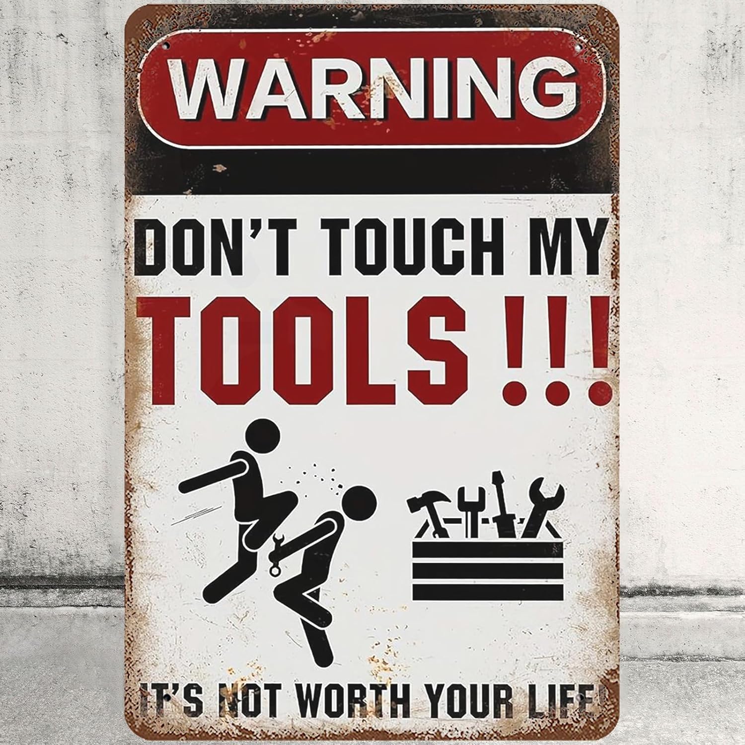 

Warning Dont Touch My Tools Its Not Worth Your Life Vintage Tin Sign Retro Funny Mechanic Workshop Metal Wall Art Decor for G 20x30cm（7.8x11.8inch）