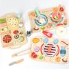 Juguetes de Cocina de Madera para Juego de Imitación de Niñas, Frutas Cortables, Bandeja de Comida de Juego, Postre, Barbacoa, Juegos de Cocina, Postre, Juguetes Montessori para Niños, Regalos