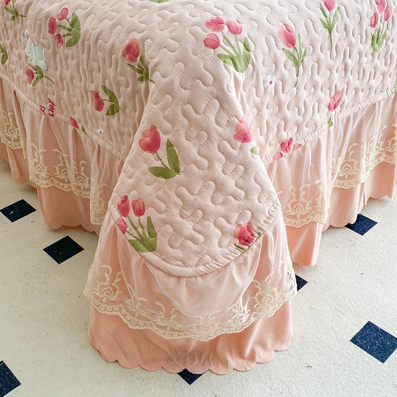 Washed Cotton And Linen Summer Cooler Comforter Bed Cover 4 Piece Set Moisture Absorbing Breathable Blanket Bed Sheet 4 Piece Set