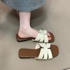 Beach slippers wear French sandals with skirts lazy summer flat women's shoes