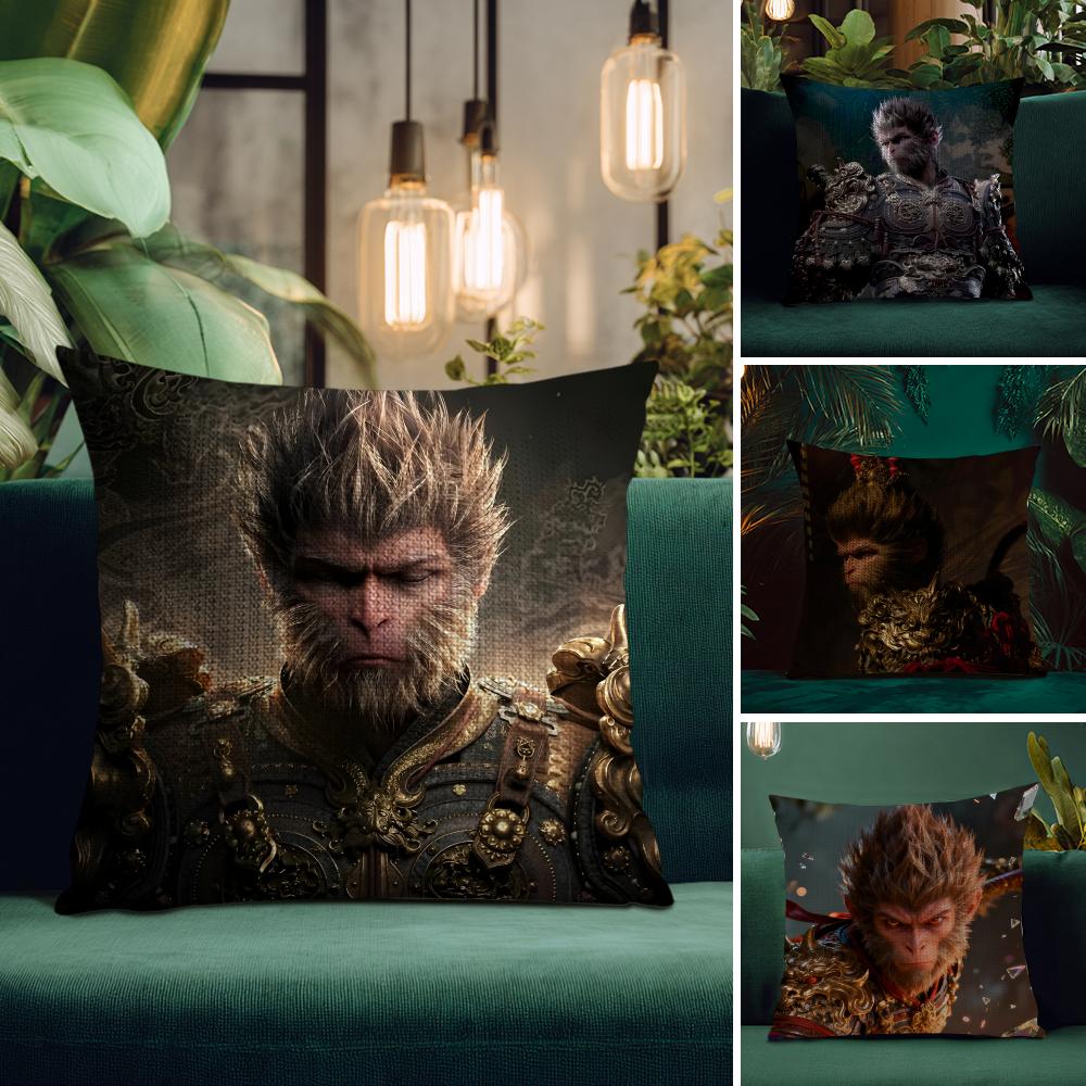 BBlack MythH Game Cushion Cover Natural Linen Pillow Case DoubleSided Print Decorative Sofa Pillowcase Home Decor Gift