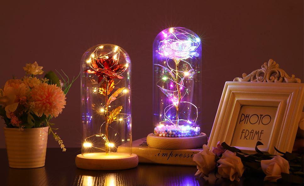 Eternal Rose Glowing In Glass, LED, Colorful, Battery, Gift, 18th Birthday, Wedding