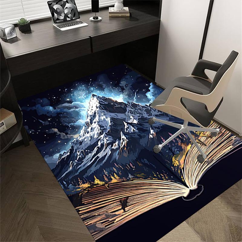 1pc Mountain Open Book Themed Rug for Home Decor, Non-slip Office Carpet, Chair mat, Outdoor Mat, Christmas and Halloween gifts-0731123