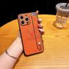 Suitable for Apple 15, Lychee Peel Texture Side Veneer Phone Case, IPhone14promax Wristband Stand 13