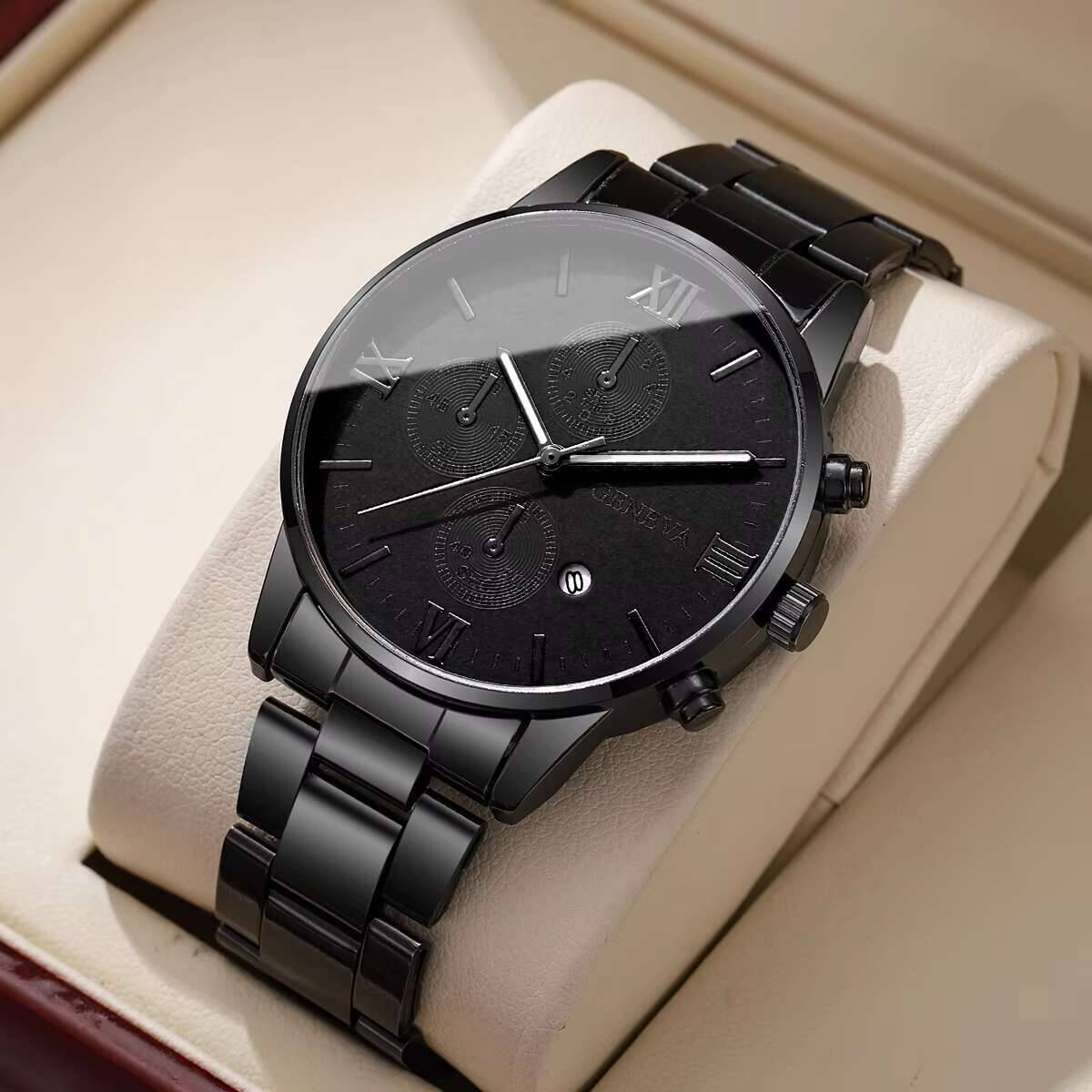 

Модные мужские деловые часы с римским циферблатом, кварцевые часы с календарем, наручные часы для мужчин, часы Reloj Hombre