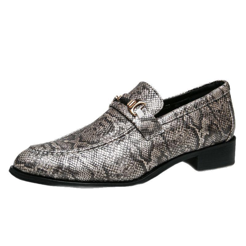 Men's Snake Pattern Small Leather Shoes 2025 Spring and Autumn Men's Pointed Leather Shoes Casual Lazy Shoes Trendy Men's Shoes
