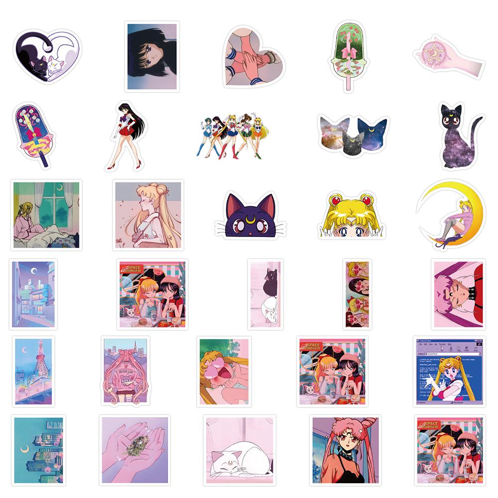 10/30/60pcs Cute Sailor Moon Anime Stickers Kawaii Beautiful Girls Cartoon Decals DIY Phone Diary Suitcase Kids Sticker Toy Gift
