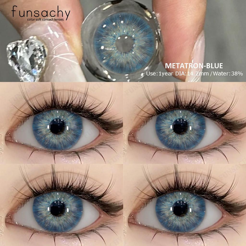 FUNSACHY 2pcs Green Contact Lenses Natural Beauty High Quality Colored Lens Beauty Cosmetics Makeup Pupils Eye Contacts Yearly