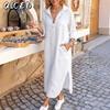 Rochii Casual de Vară Primăvară Culoare Solidă Imprimeu Decolteu în V Mânecă Lungă