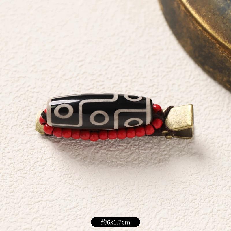 Retro Handmade Hairpin Niche Exquisite Woven Turquoise Beeswax Bangs Side Clip Tibetan Hair Jewelry