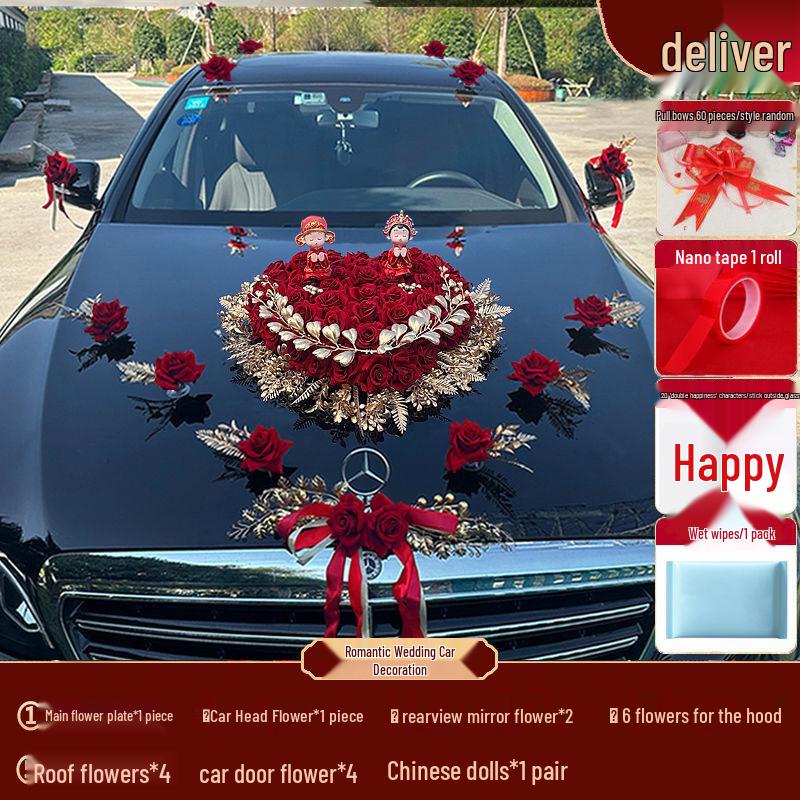 Wedding Car Decoration Set: Main & Second Car Flowers