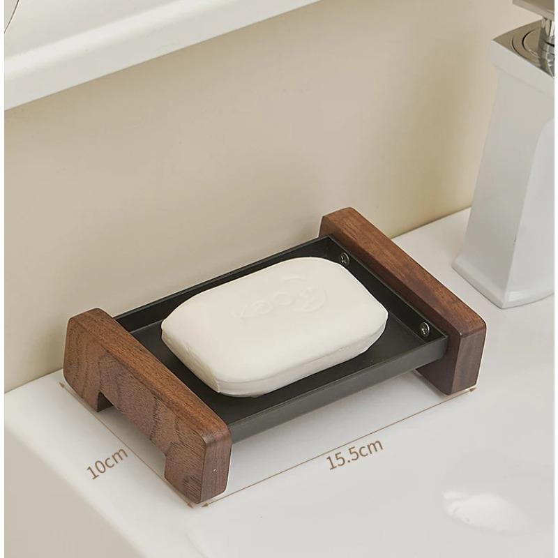 

Мыльница в деревянном стиле Металлическая Бук Деревянная Мыльница Хранение в ванной Подставка Подушка Мыльница Креативное хранение Держатель для мыла ZF543