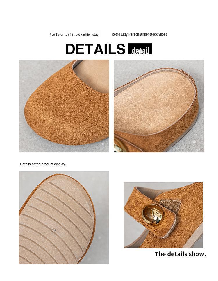 Versatile Women's Closed-Toe Retro Mules with Thick Soles - 2026 Spring Slip-On Casual Shoes